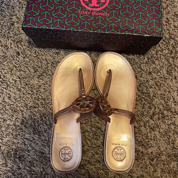 Rose Gold Tory Burch Jelly Sandals 